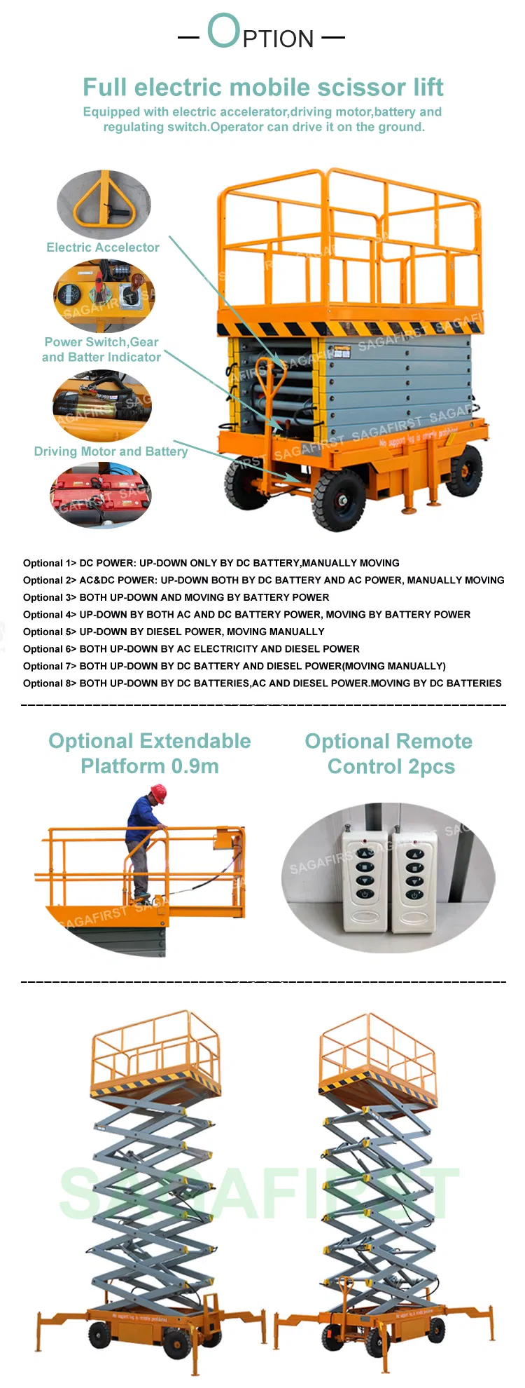 2000kg Mini Mobile Electric Scissor Hydraulic Platform Lift