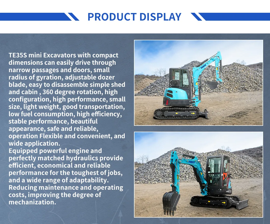 3.5 Ton Mini Hydraulic Crawler Excavator with Free Bucket & Canopy