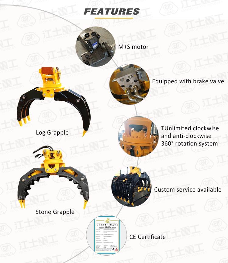 360 Rotating Hydraulic Grapple Rotation Grab