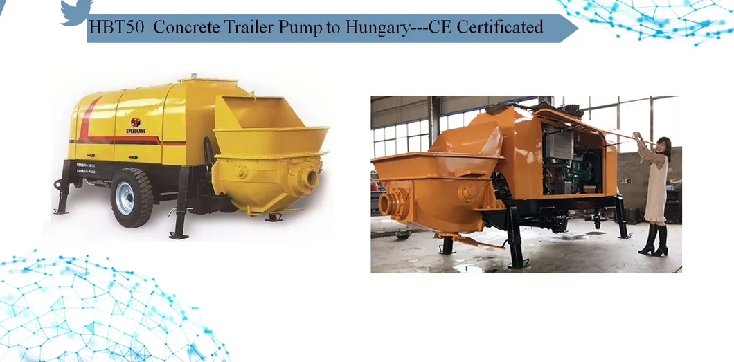 50m3/H Electric Hydraulic Mounted Trailer Mixer Concrete Pump Hbt50.13.130RS