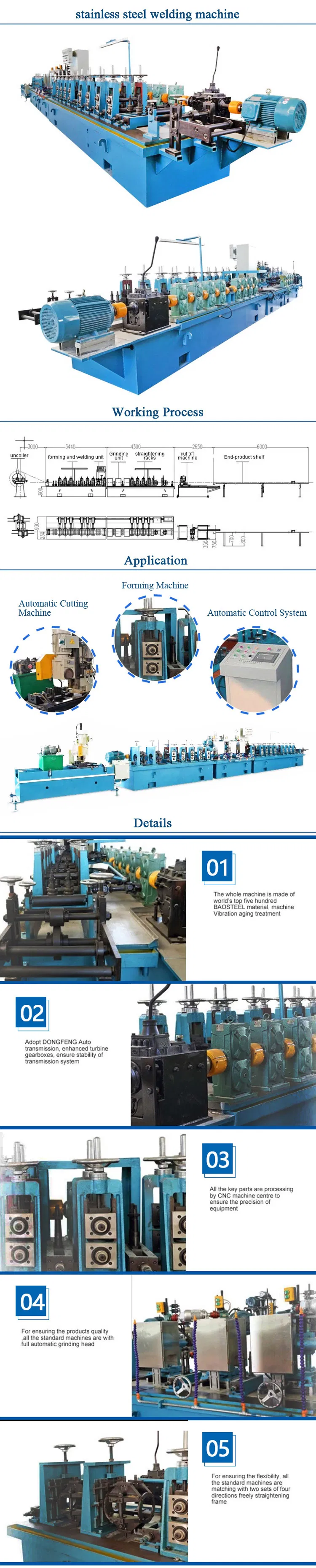 Auto Line High Precision Tube Welding Stainless Steel Pipe Making Production Line