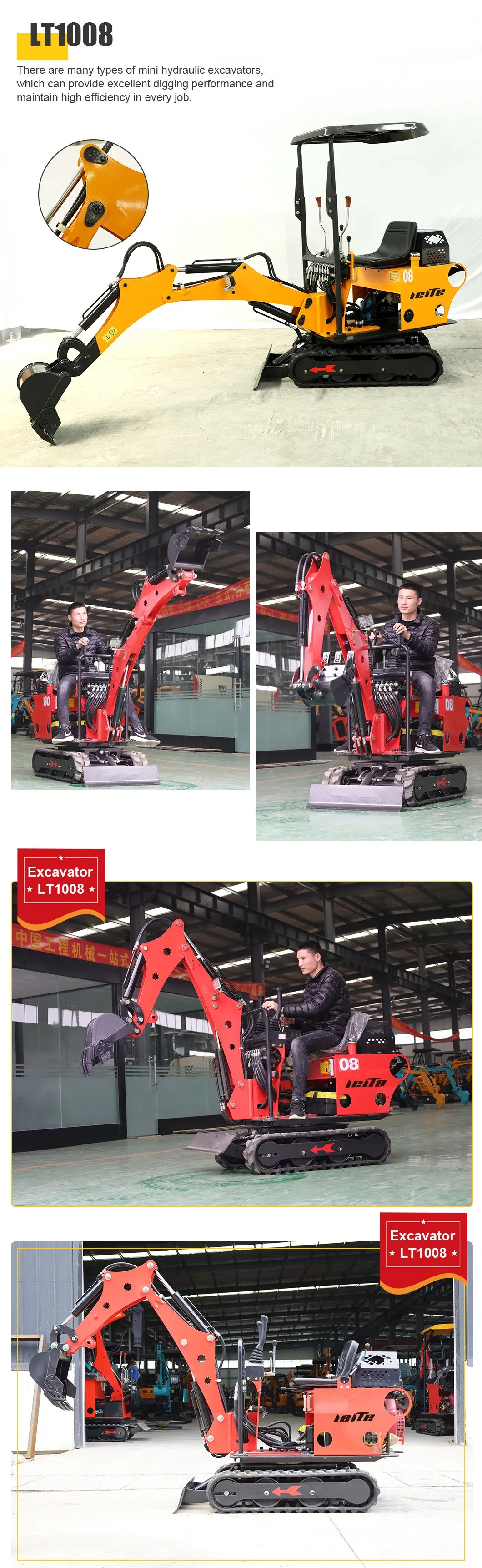 Chineses Factory Supply Small Digger Hot Sale 0.8 Ton Mini Hydraulic Crawler Excavator