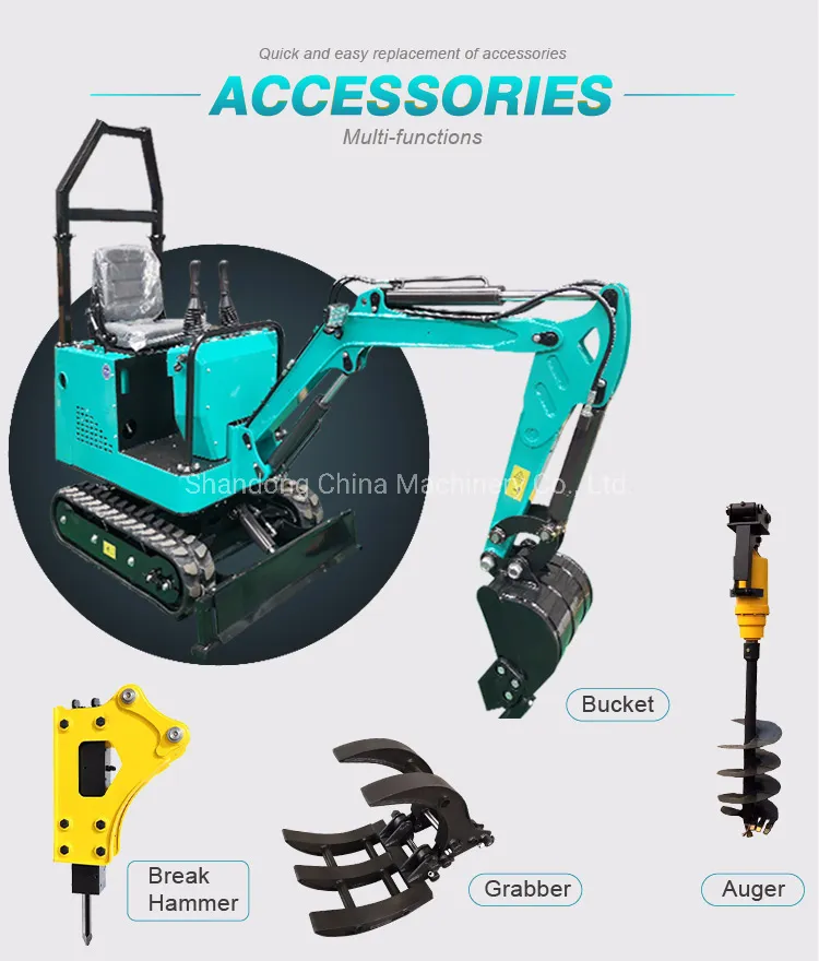 EPA CE Approved Crawler Diesel Engine 1 Ton Mini Excavator Small Diggers for Garden