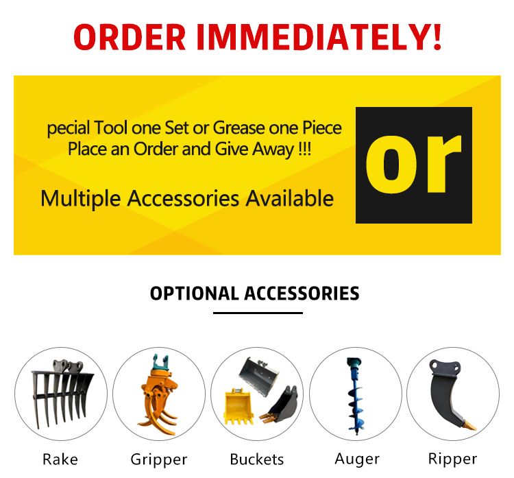 EPA Certificate Towable Backhoe Excavator with Shovel/Ditch Finger/Log Thumb for Sale