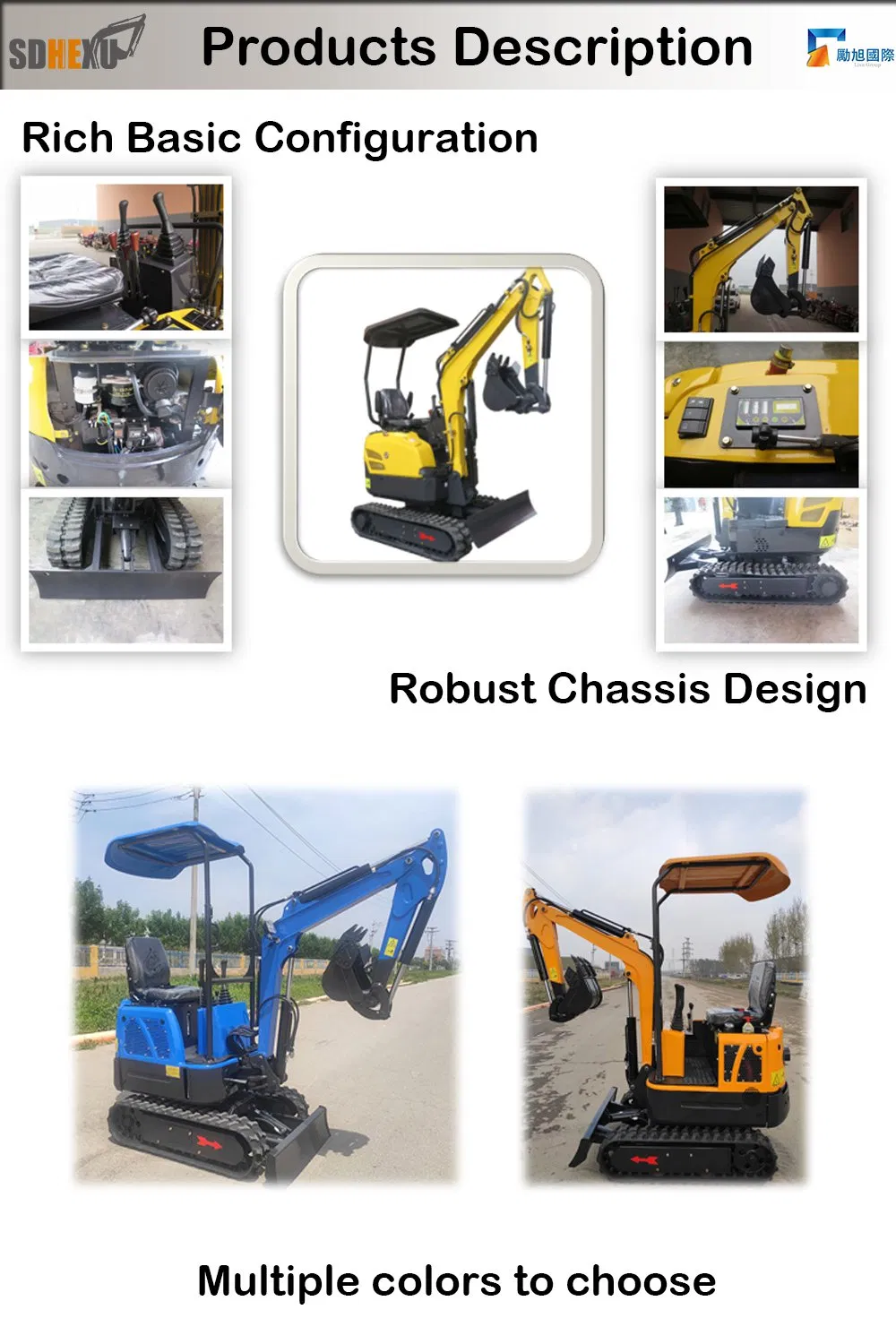 Joystick Control Excavator Machines Mini Digger Excavator 1t 1.5t Chineses Mini Excavator 1ton Micro Small Digger with Rubber Track for Garden Construction