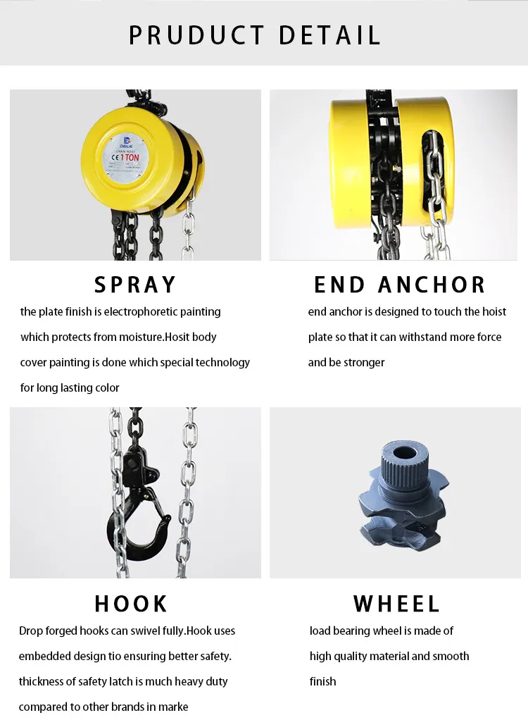 Longer Lasting Dele Sk 2 Ton Lifting Tool Manual Chain Hoist Chain Pulley Block