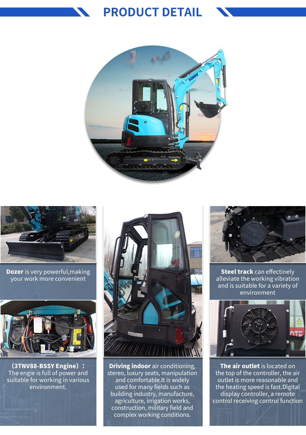 Mini Bagger Diesel Digger 3.5t Mini Earth Digger Excavator