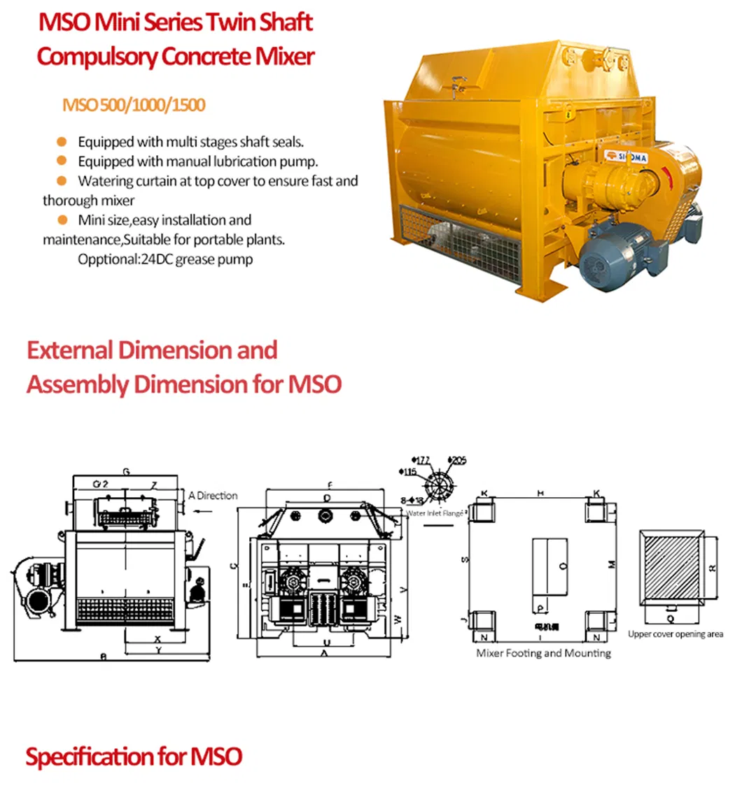 MSO2250/1500/1000 MAO2250/1500 sicoma concrete mixer for concrete batching plant