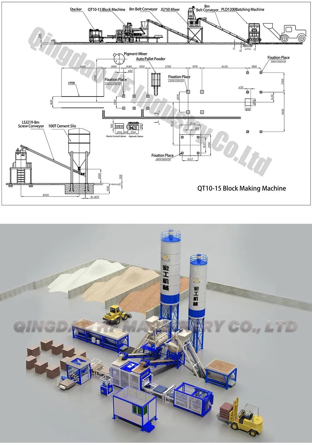Qt10-15 Concrete Hydraulic Block Machine for Sale
