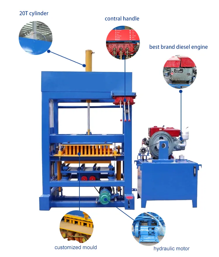 Qt4-30 Diesel Enginee/Electric Version Brick Making Machinery Paver Block Machine
