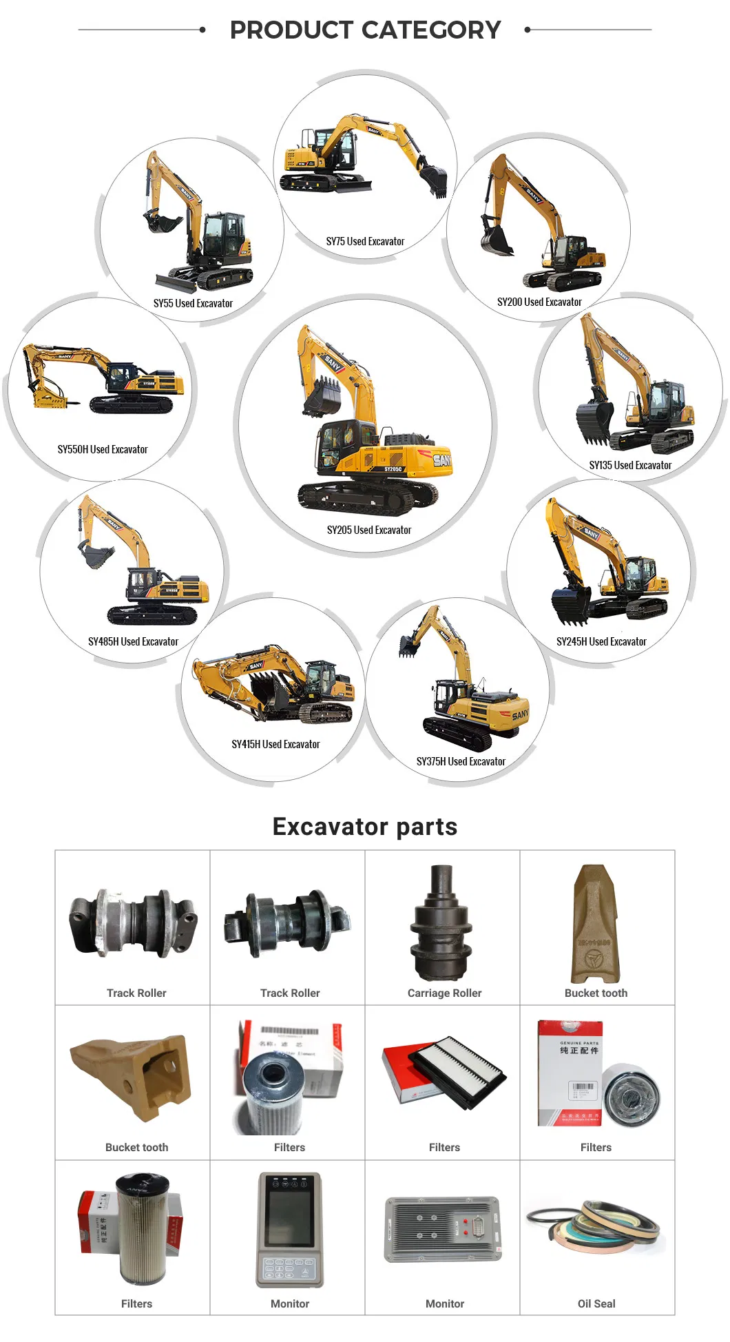 Second Hand Used Sany Sy205 Medium-Sized 99% New Hydraulic Crawler Excavator for Earth Moving Machinery
