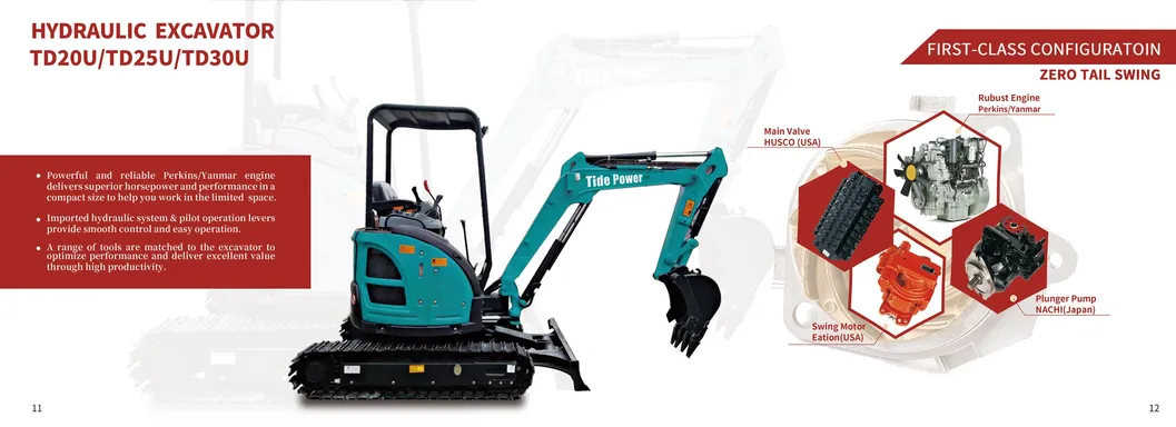 Tide Wholesale Hydraulic 2-3 Tons Zero Tail New Mini Excavator Miniexcavadora