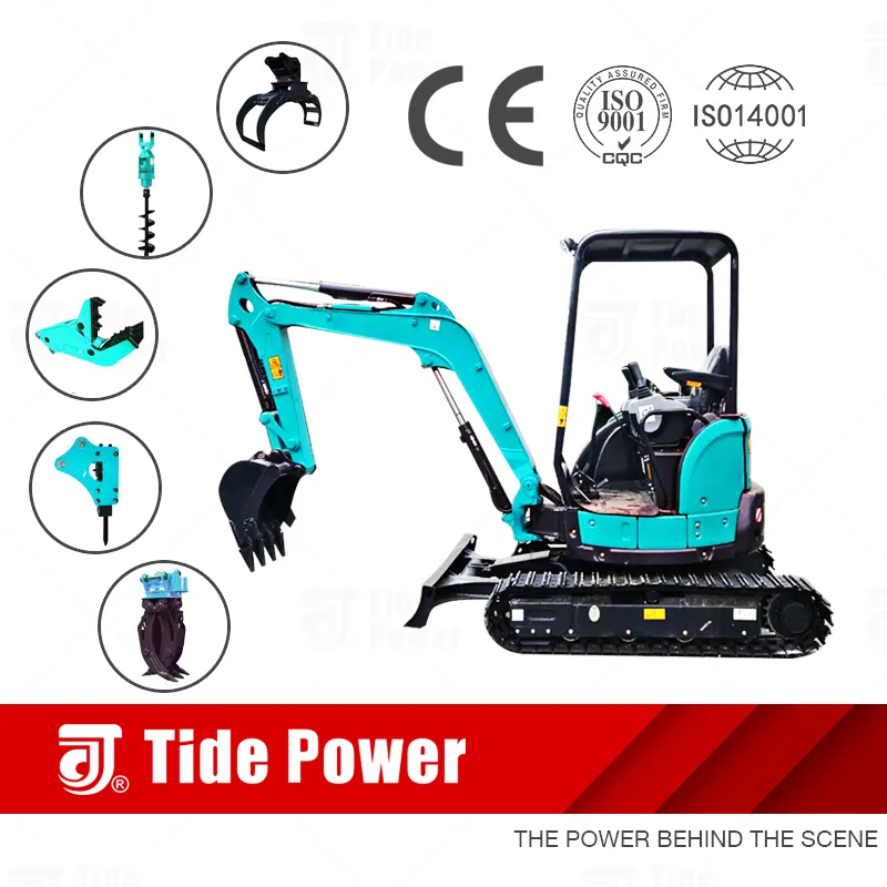 Tide Wholesale Hydraulic 2-3 Tons Zero Tail New Mini Excavator Miniexcavadora