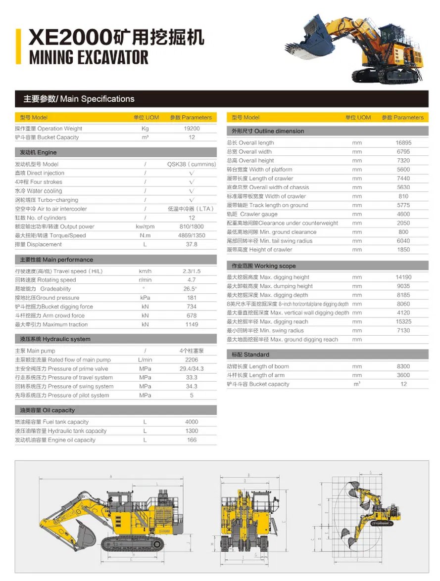 XCMG Official Xe2000 Mining Excavator for Sale